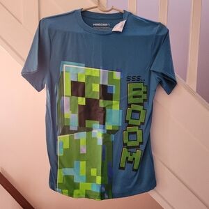 NWT Boys Blue Minecraft Creeper T-Shirt